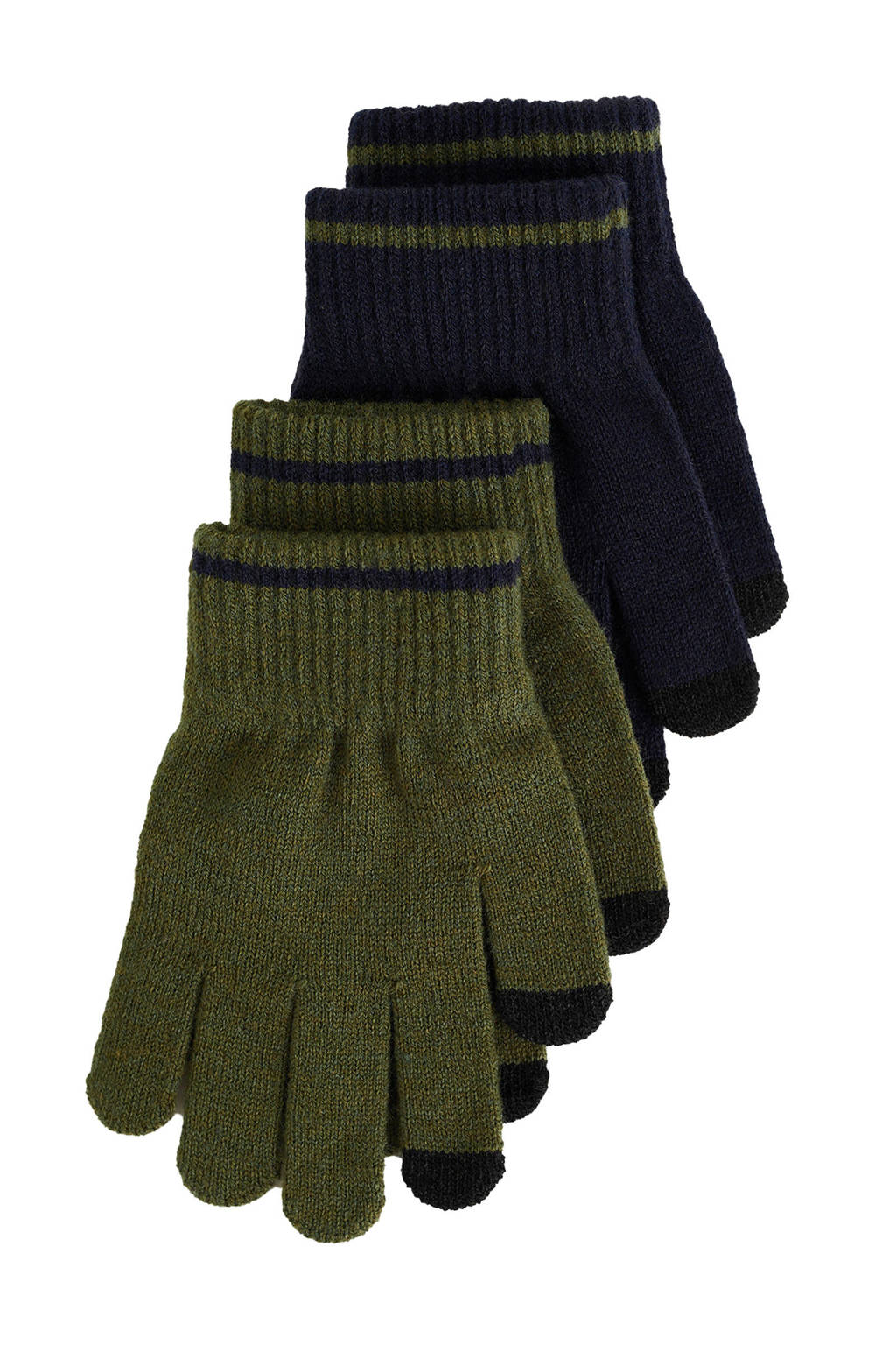 handschoenen - set van 2 armygroen/donkerblauw