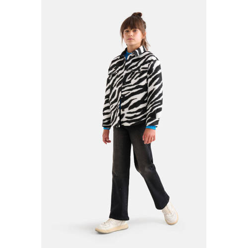 Shoeby blouse Western met zebraprint zwart/wit Meisjes Polyester Klassieke kraag