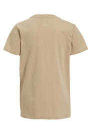 thumbnail: Beige jongens anytime T-shirt van katoen met effen, korte mouwen en ronde hals