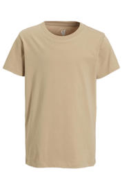 thumbnail: Beige jongens anytime T-shirt van katoen met effen, korte mouwen en ronde hals