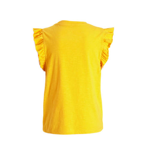 Anytime T-shirt met ruffle geel Meisjes Katoen Ronde hals Effen 158 164