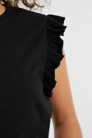 thumbnail: anytime T-shirt met ruffle zwart