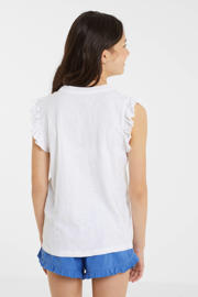 thumbnail: anytime T-shirt met ruffle print/wit