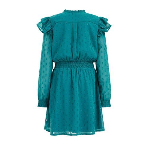 WE Fashion semi-transparante jurk van gerecycled polyester groen All over print 98 104