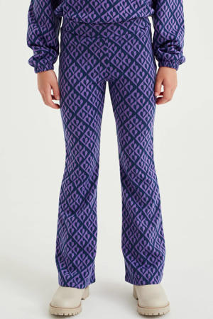 flared broek van gerecycled polyester blauw/lila