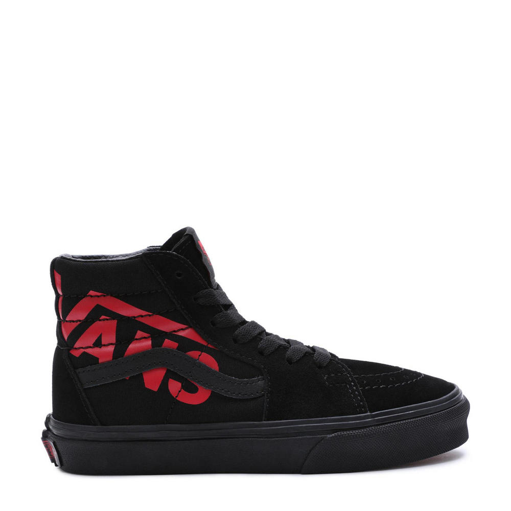 Zwart en rode jongens en meisjes VANS SK8-Hi sneakers van suède met veters