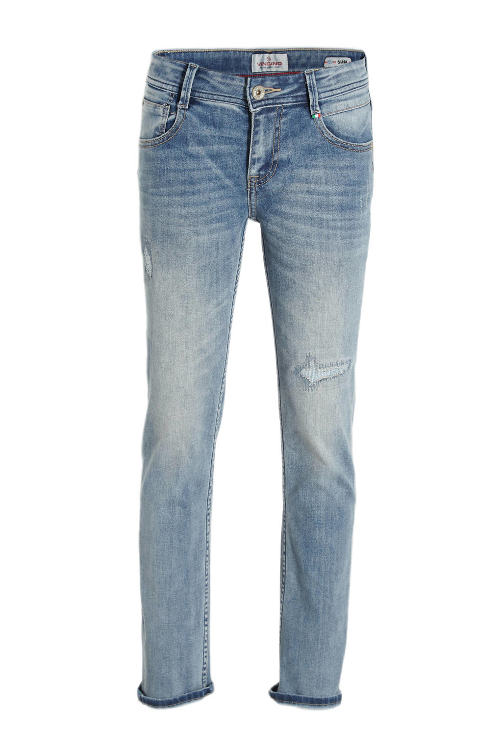 Medium blue denim jongens Vingino slim fit jeans Danny van katoen met regular waist