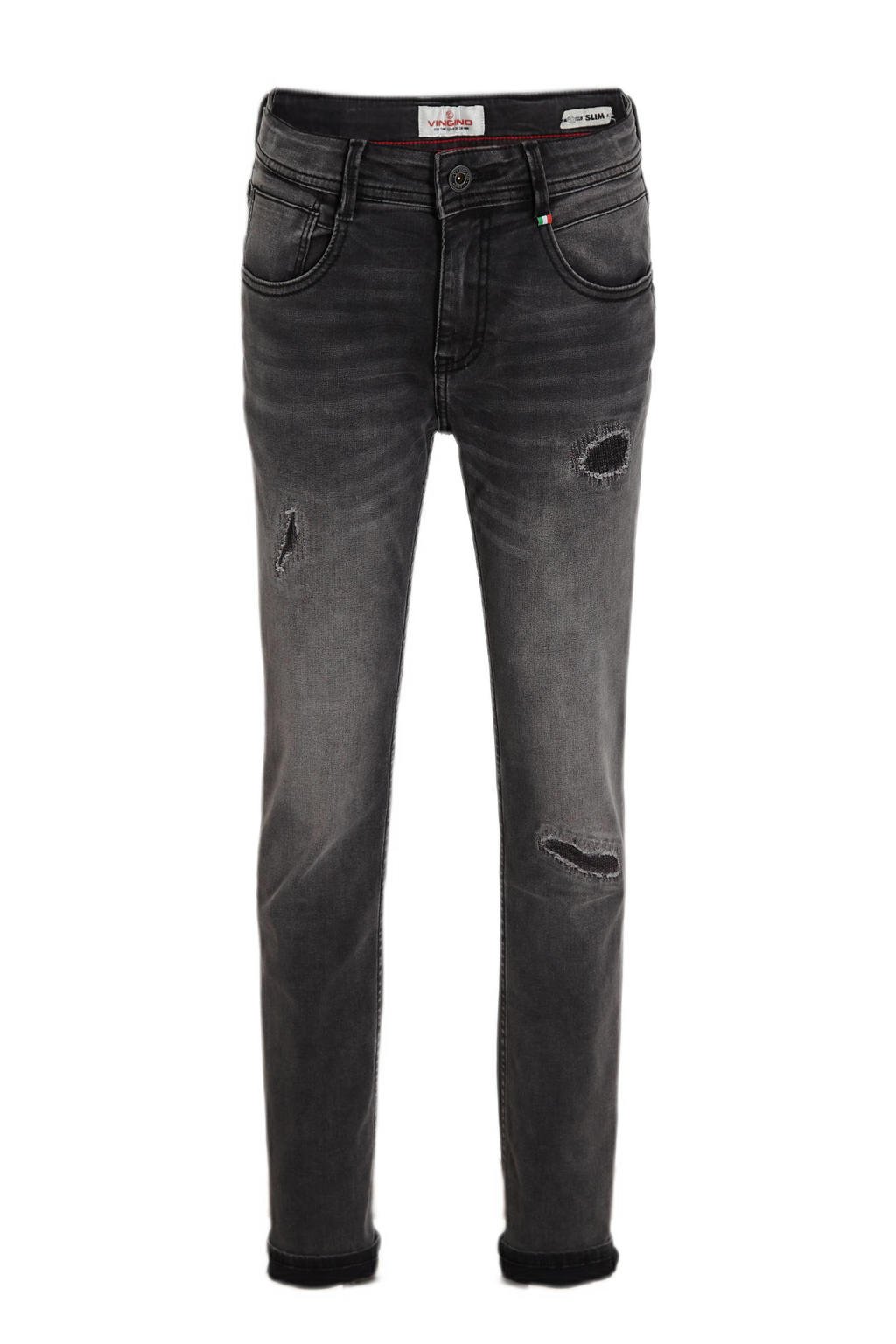 Grey denim jongens Vingino slim fit jeans Danny black van katoen met regular waist