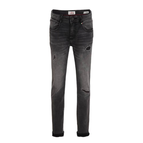 Vingino slim fit jeans Danny black denim Grijs Jongens Katoen Effen - 104