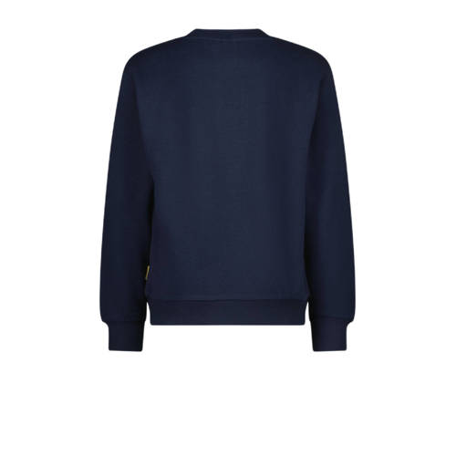 VINGINO sweater Nousha met tekst en 3D applicatie donkerblauw zwart Tekst 116