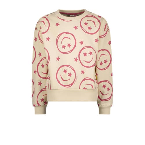 Vingino sweater Neshanta met all over print beige/roze All over print 