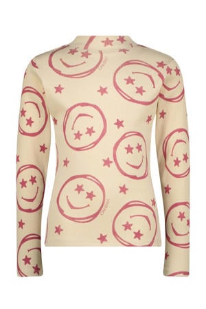 longsleeve Jaime met all over print beige/roze