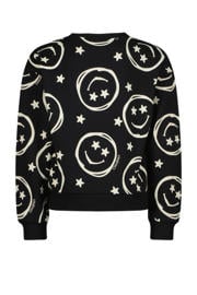 thumbnail: Vingino sweater Neshanta met all over print zwart/beige