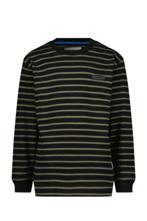 gestreepte longsleeve Jaq zwart/bruin