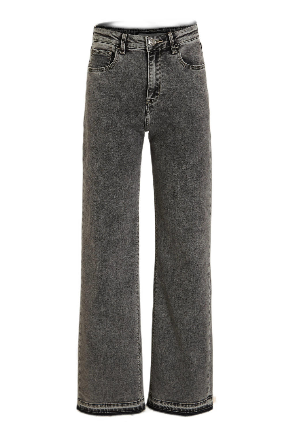 Grijze meisjes Raizzed wide leg jeans vintage van stretchdenim met regular waist en rits- en knoopsluiting