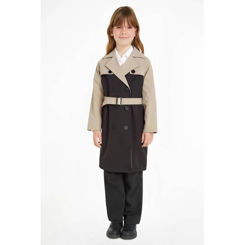 Calvin Klein coat zomer zwart Jas Meisjes Polyester Klassieke kraag Meerkleurig 128