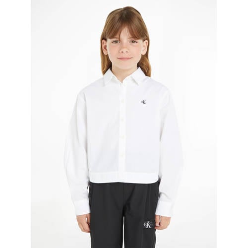 Calvin Klein blouse wit Meisjes Katoen Klassieke kraag Effen