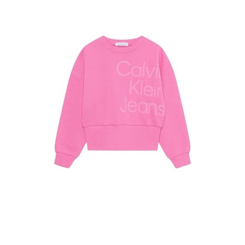 Calvin Klein sweater met logo roze Meisjes Sweat (duurzaam) Ronde hals 