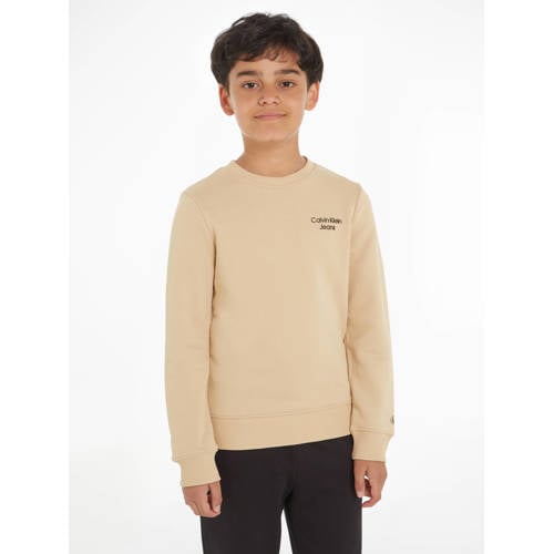 Calvin Klein sweater met logo beige Logo 152 | Sweater van