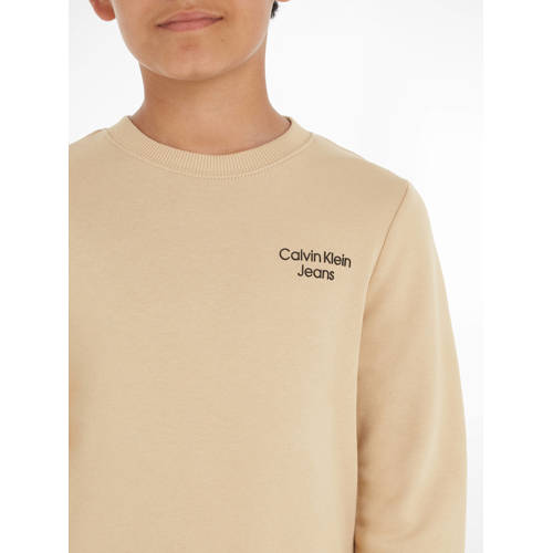 Calvin Klein sweater met logo beige Logo 152 | Sweater van