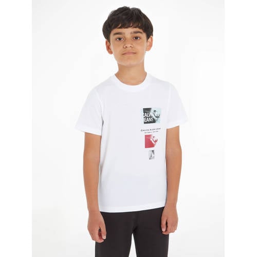 Calvin Klein T-shirt met printopdruk wit Jongens Katoen Ronde hals Printopdruk