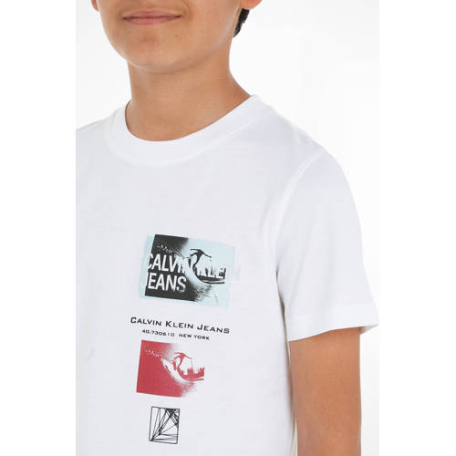 Calvin Klein T-shirt met printopdruk wit Jongens Katoen Ronde hals Printopdruk 104