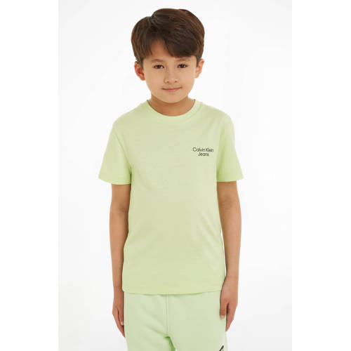 Calvin Klein T-shirt met logo mint Groen Jongens Katoen Ronde hals Logo 128