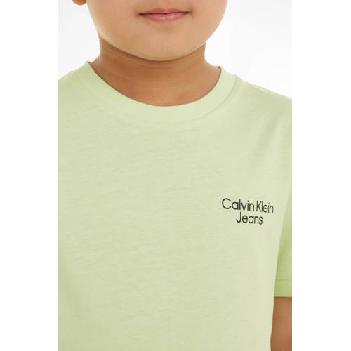 Calvin Klein T-shirt met logo mint Groen Jongens Katoen Ronde hals Logo 128