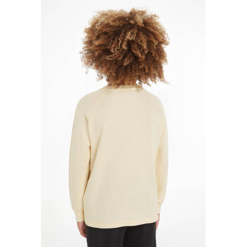 Calvin Klein longsleeve met logo beige Jongens Katoen Ronde hals Logo 152