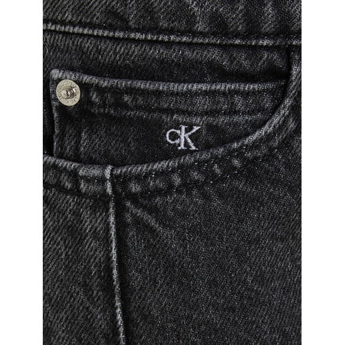 Calvin Klein straight fit jeans met logo dark grey denim Zwart Meisjes Katoen 140