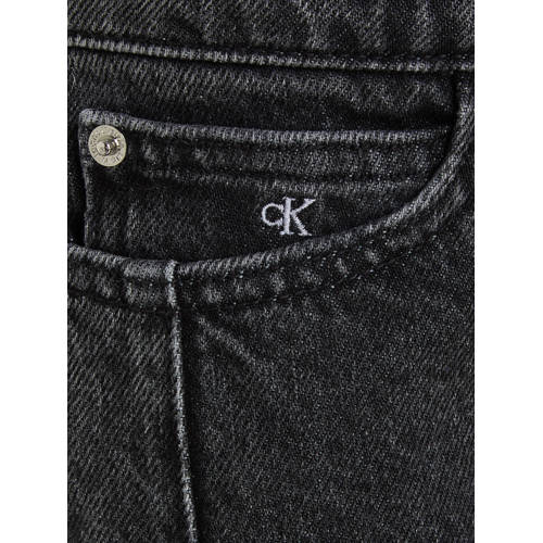 Calvin Klein straight fit jeans met logo dark grey denim Zwart Meisjes Katoen 140