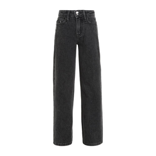 Calvin Klein straight fit jeans met logo dark grey denim Zwart Meisjes Katoen