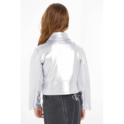 Calvin Klein zomerjas met logo zilver Meisjes Katoen Klassieke kraag Logo 140