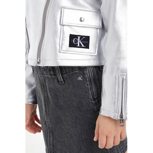 Calvin Klein zomerjas met logo zilver Meisjes Katoen Klassieke kraag Logo 140