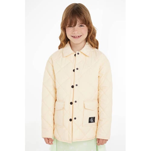 Calvin Klein zomerjas met logo beige Meisjes Gerecycled katoen Klassieke kraag