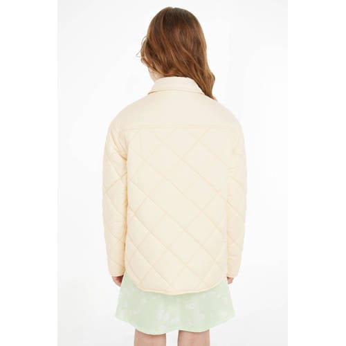 Calvin Klein zomerjas met logo beige Meisjes Gerecycled katoen Klassieke kraag 140