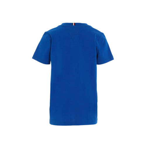 Tommy Hilfiger T-shirt met tekst helderblauw Jongens Katoen Ronde hals 92
