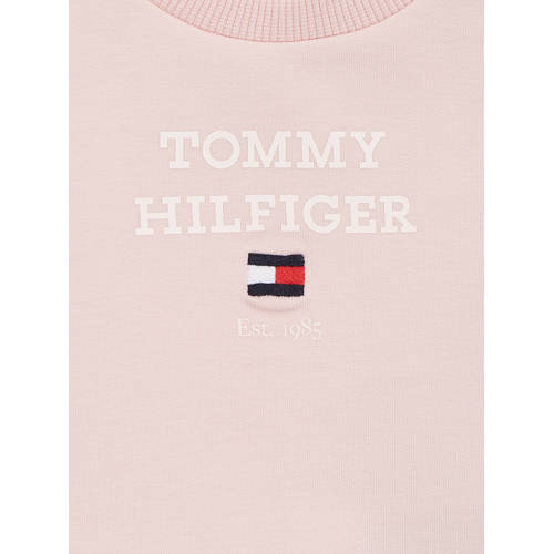 Tommy Hilfiger sweater + joggingbroek lichtroze Shirt + broek Jongens Meisjes Stretchkatoen Ronde hals 74