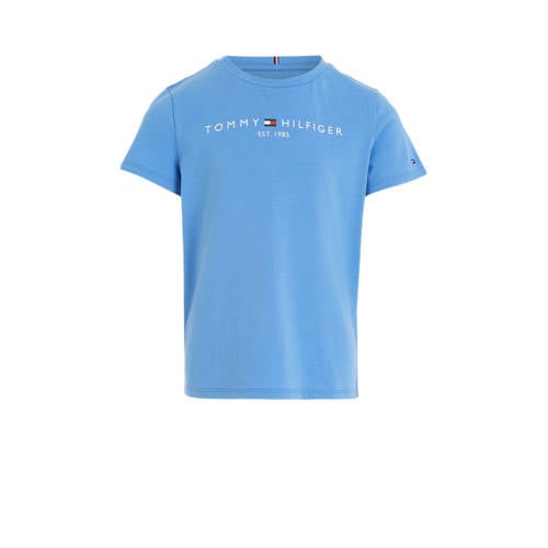 Tommy Hilfiger T-shirt met logo lichtblauw Meisjes Katoen Ronde hals Logo - 104