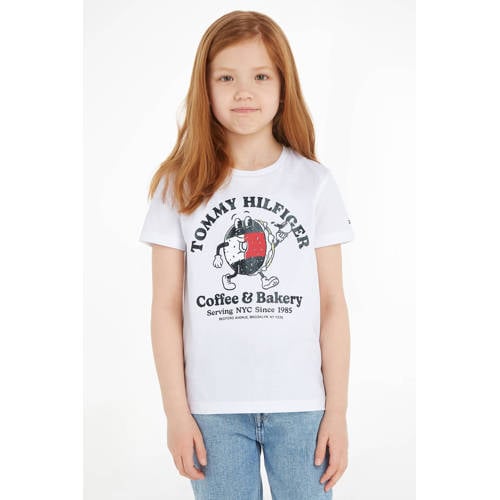 Tommy Hilfiger T-shirt TOMMY BAGELS met printopdruk wit Meisjes Katoen Ronde hals 110