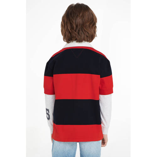 Tommy Hilfiger polo met logo rood blauw Jongens Katoen Polokraag Logo 140