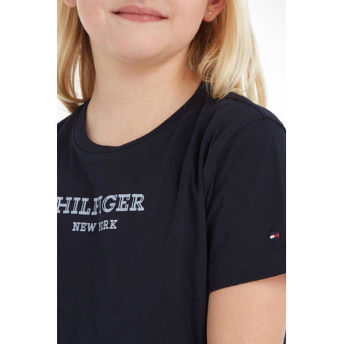 Tommy Hilfiger T-shirt MONOTYPE met tekst zwart Meisjes Katoen Ronde hals 104