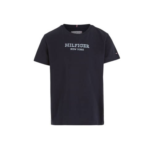 Tommy Hilfiger T-shirt MONOTYPE met tekst zwart Meisjes Katoen Ronde hals