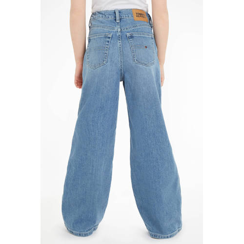Tommy Hilfiger high waist wide leg jeans medium blue denim Blauw Meisjes Katoen 128