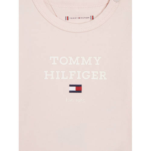 Tommy Hilfiger romper lichtroze Jongens Meisjes Stretchkatoen Ronde hals 56