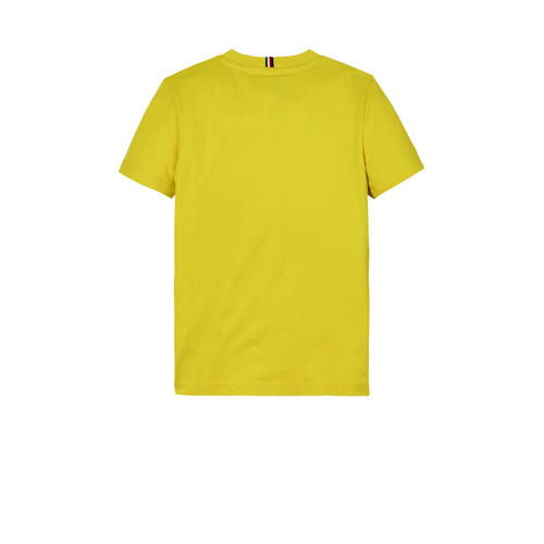 Tommy Hilfiger T-shirt met logo knalgeel Jongens Meisjes Katoen Ronde hals 92