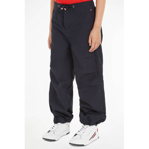 Tommy Hilfiger loose fit broek donkerblauw Jongens Katoen Effen 128