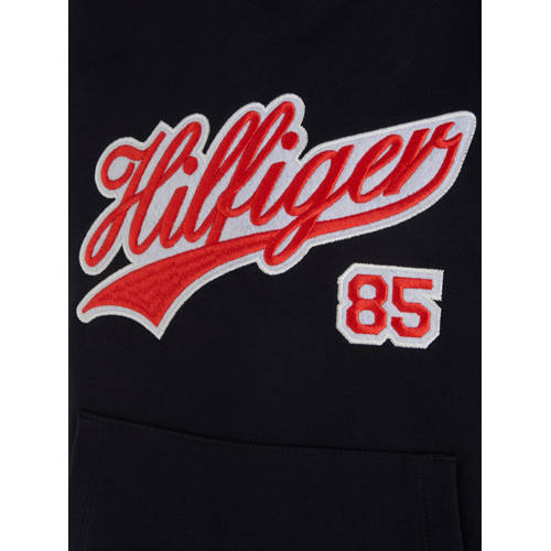 Tommy Hilfiger hoodie met tekst zwart rood Sweater Jongens Katoen Capuchon 104