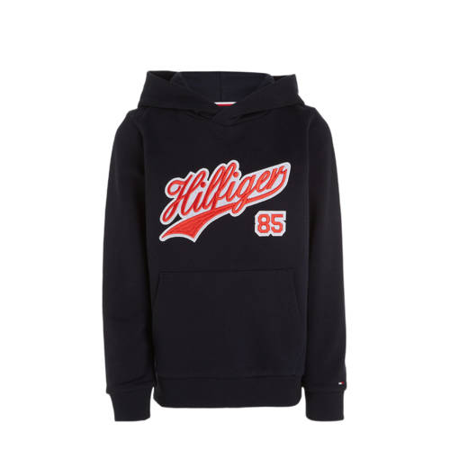 Tommy Hilfiger hoodie met tekst zwart/rood Sweater Jongens Katoen Capuchon
