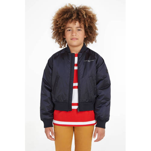 Tommy Hilfiger bomberjack zomer donkerblauw Jas Meisjes Polyamide Opstaande kraag 128